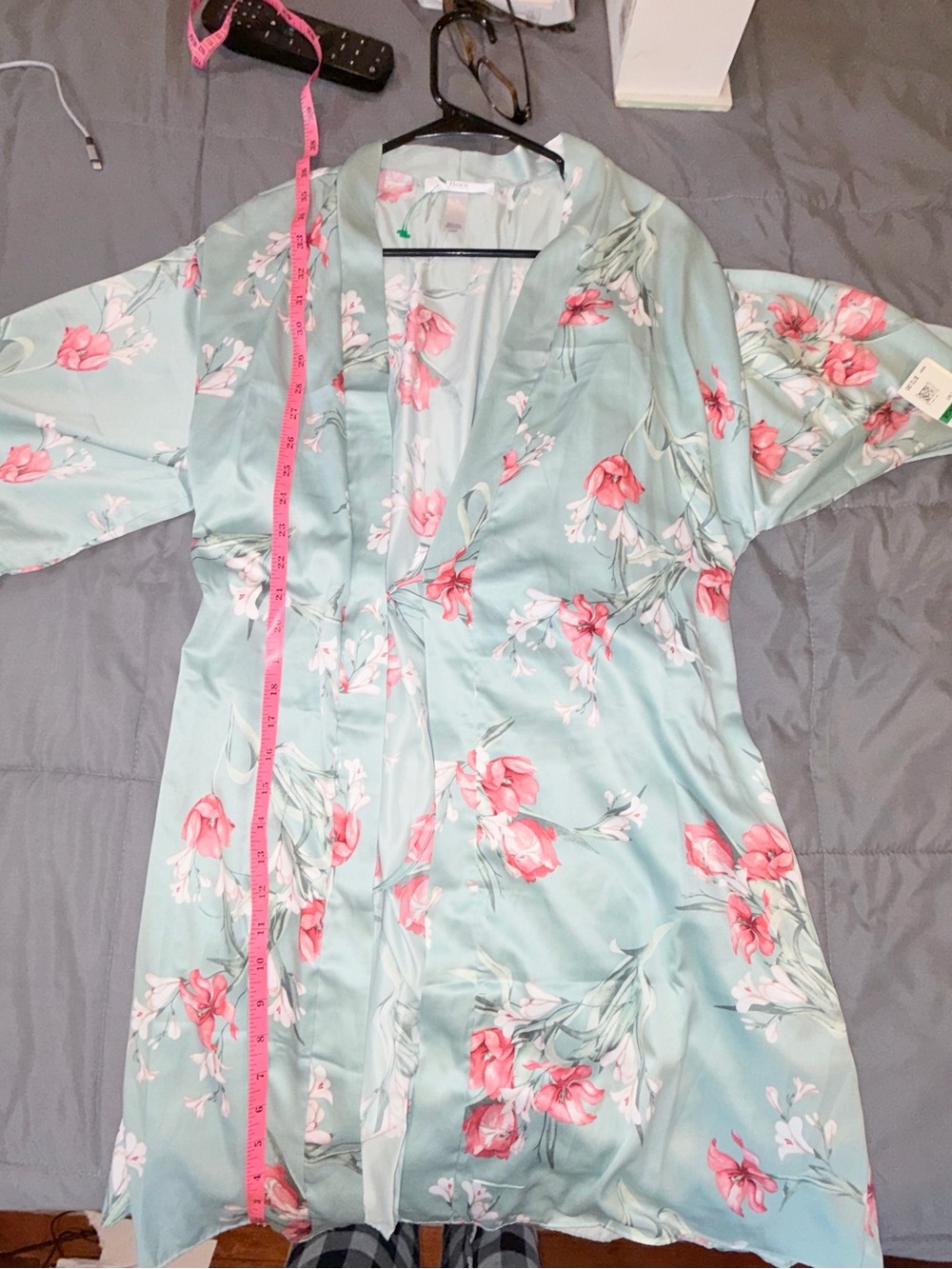 NWT Flora by Flora Nikrooz Floral Satin Wrap Robe Lace Trim Large - Picture 9 of 9